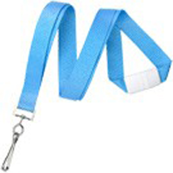 BRADY PEOPLE ID, LANYARD, FLAT NEON BLUE 5/8, WITH WHITE BREAKAWAY AND SEWN NICKLE PLATED STEEL SWIVEL HOOK, SOLD IN PACKS OF 100